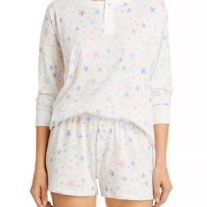 Aqua Lounge Pink/Blue Stars Pajama Shorts Set Size XL NWT